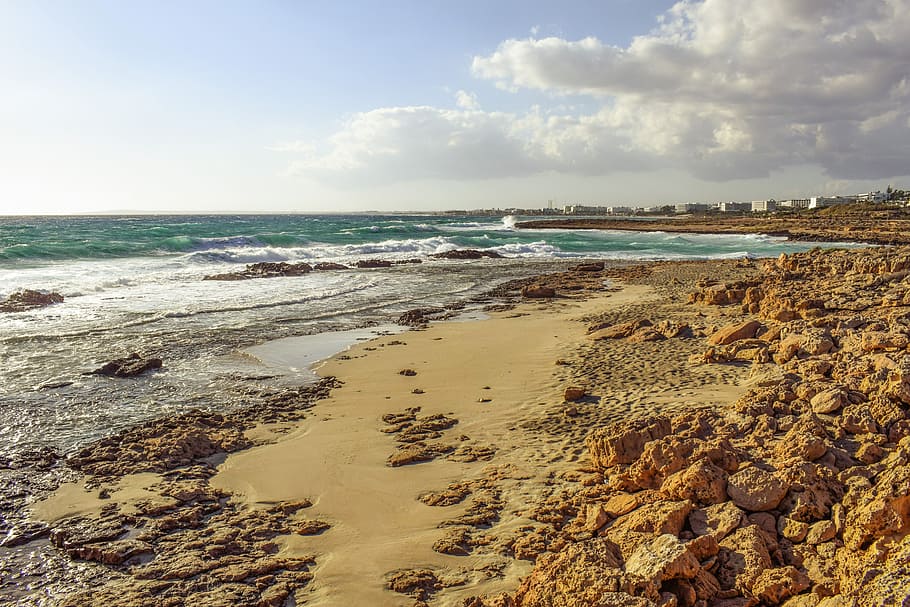 beach, coast, waves, crushing, sea, rocks, nature, landscape HD wallpaper