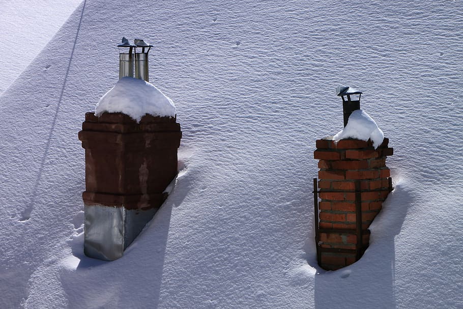 Chimney, Cold, Mountain, Smoke, White, winter, architecture HD wallpaper