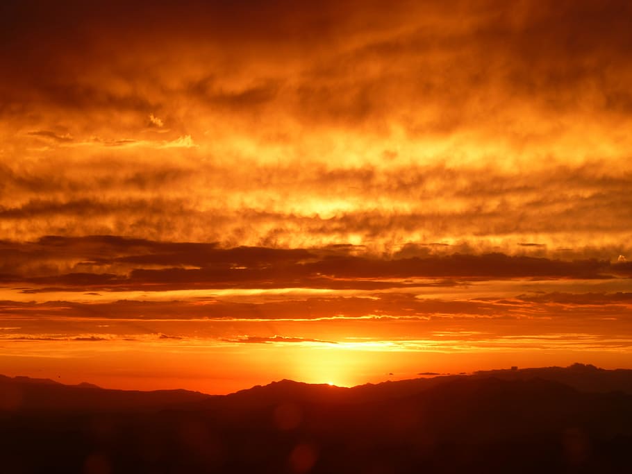 sol, desert, landscape, sky, sunset, orange color, beauty in nature HD wallpaper