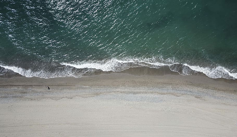 aerial photography of sea at daytime, aerial photo of seashore during daytime, HD wallpaper