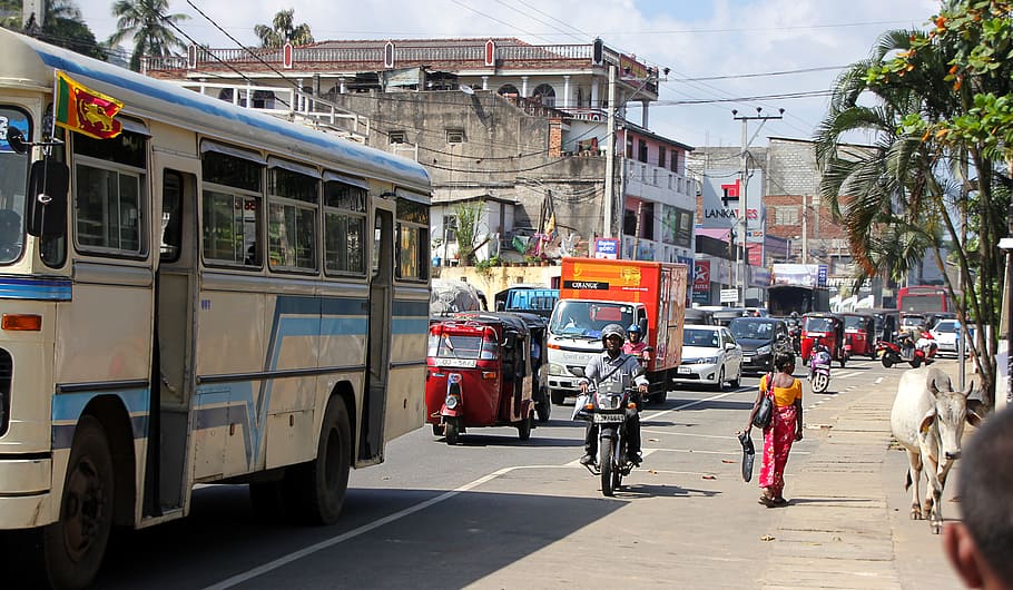 Sri Lanka, Road, Human, Traffic, Tuk Tuk, auto, bus, local, HD wallpaper