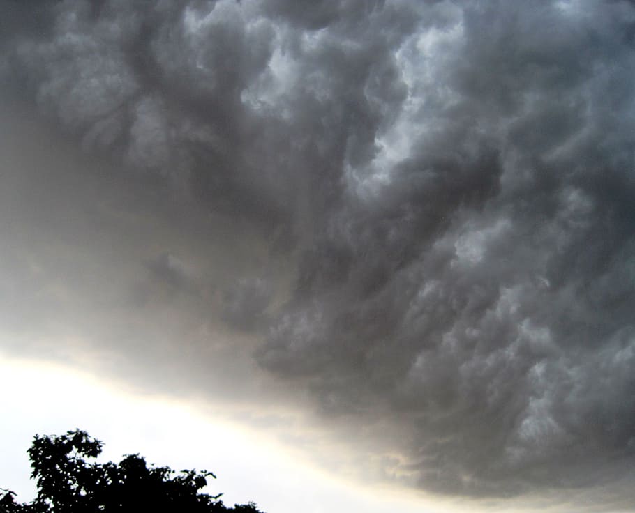 grey cloud, bank, heavy, active, violent, storm, ominous, dark HD wallpaper