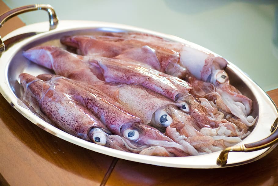 Hd Wallpaper Squid Seafood Fish Delicious Dish Calamari Plate