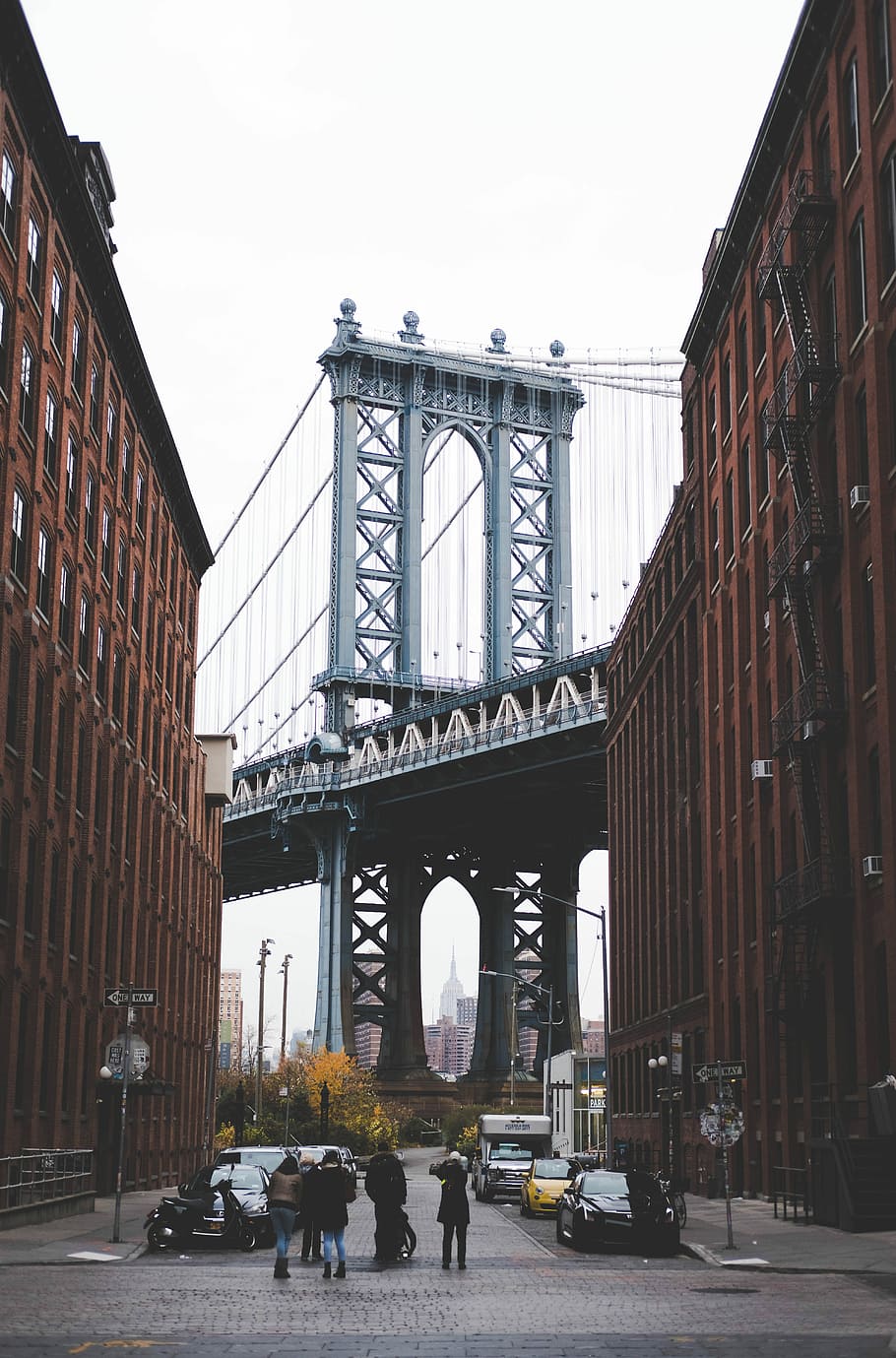 low-angle photography of suspension bridge, Manhattan bridge, New York HD wallpaper