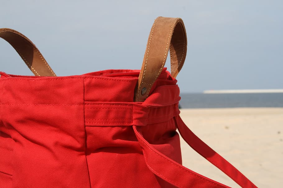 red and brown crossbody bag during daytime, Red, Beach, Beach, Sand HD wallpaper