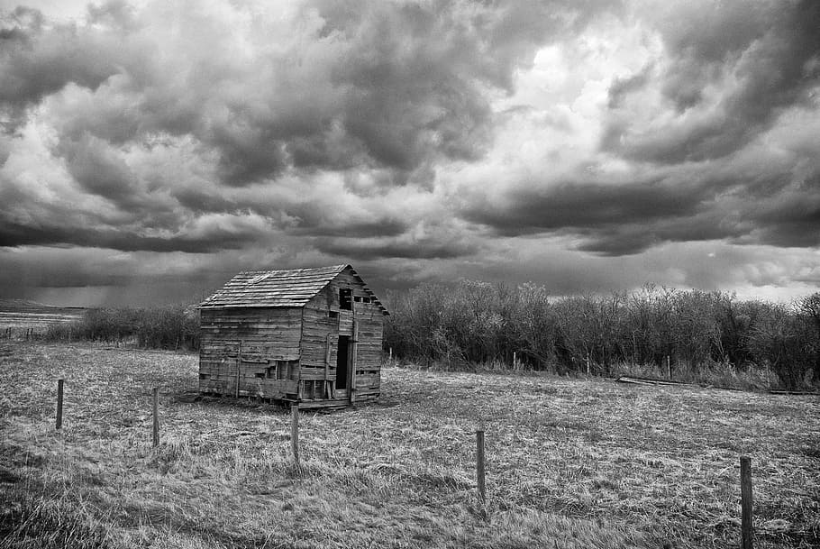 HD Wallpaper: Storm, B W, Weather, Farm Building, Black, Dark, Dramatic ...