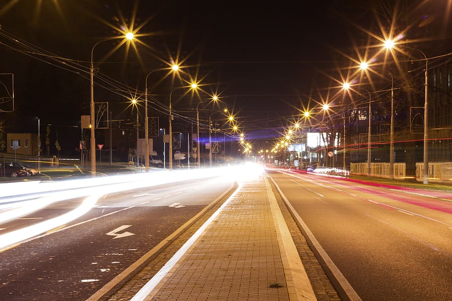 long exposure, light, city, road, transportation, illuminated HD wallpaper