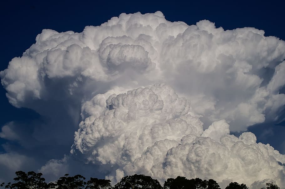 HD wallpaper: white thick cloud, cumulus nimbus, large, dramatic ...
