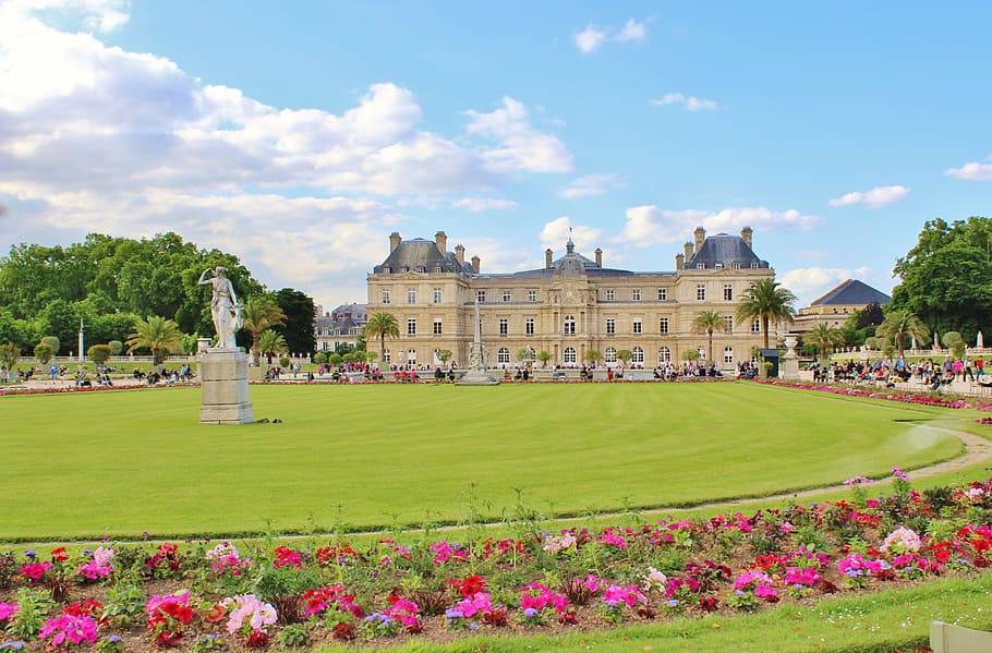 paris, france, landmark, sky, clouds, jardin du, luxembourg, HD wallpaper