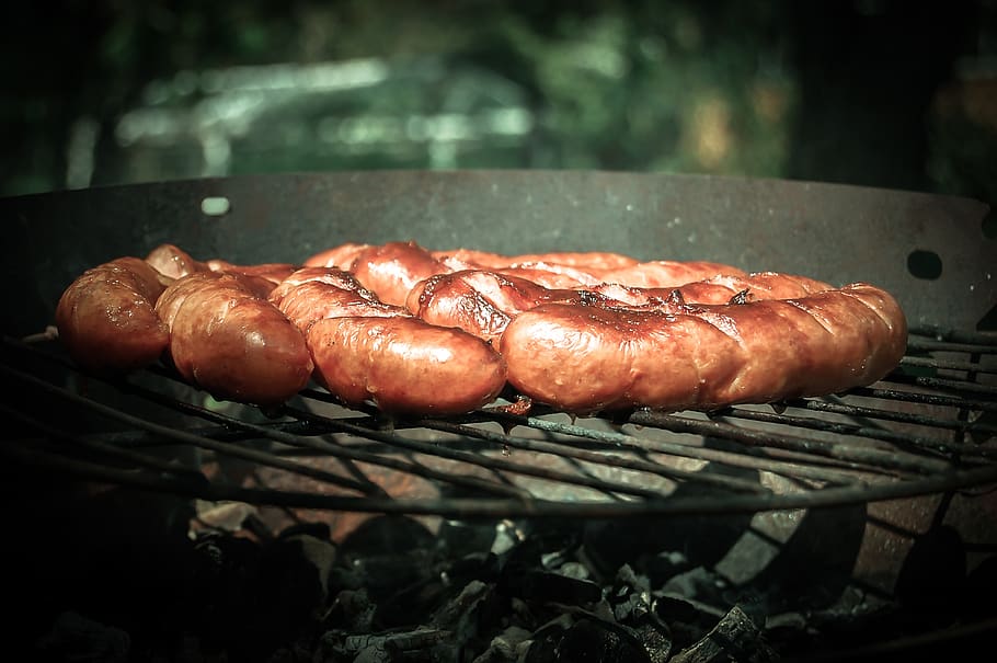 sausage, sausages, grill, burning, food, food and drink, freshness HD wallpaper