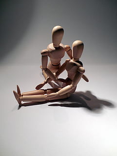 two brown wooden manikins, first aid, rescue, savior, accident HD wallpaper
