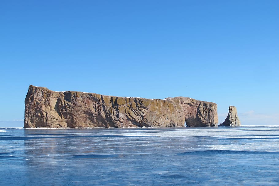canada, quebec, nature, water, sea, rock, rock - object, blue HD wallpaper