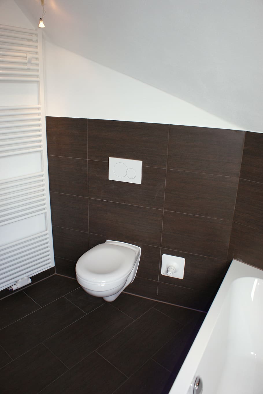 white water closet, toilet, wc, loo, bathroom, space, tiles, bad, HD wallpaper