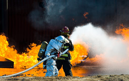 firefighters, portrait, training, monitor, hot, heat, oxygen tank HD wallpaper