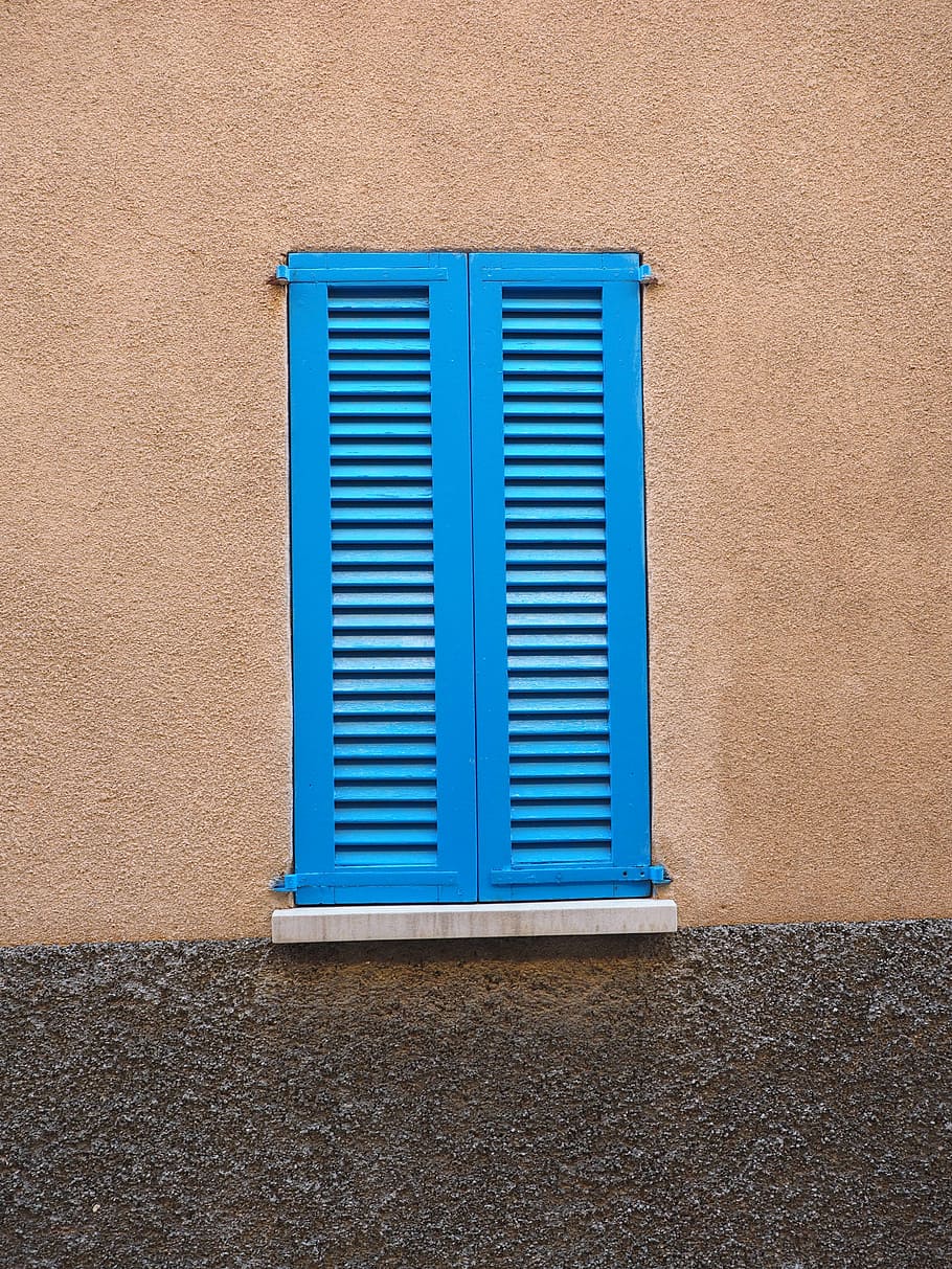 shutter, blue, home, building, window, closed, architecture HD wallpaper