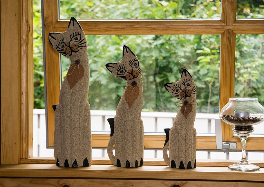 cat, deco, figures, decoration, brown, beige, cute, sit, decorative HD wallpaper