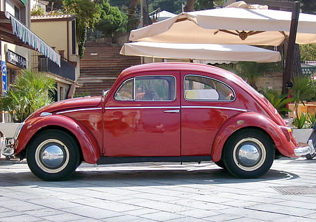 red Volkswagen Beetle, Vw Beetle, Auto, Red, Summer, classic HD wallpaper