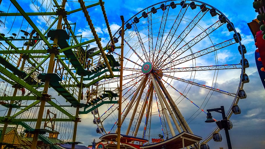 ferris wheel, sky, roll along, carousel, pigeon forge, knoxville, HD wallpaper