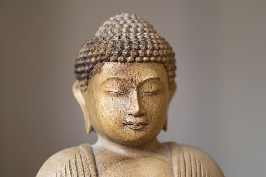 close-up photo of brown Buddha figurien, peace, image, balance HD wallpaper