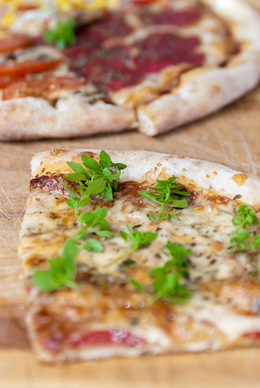 pizza slice, Basil, Piece, Cake, Salami, restaurant, food and drink HD wallpaper