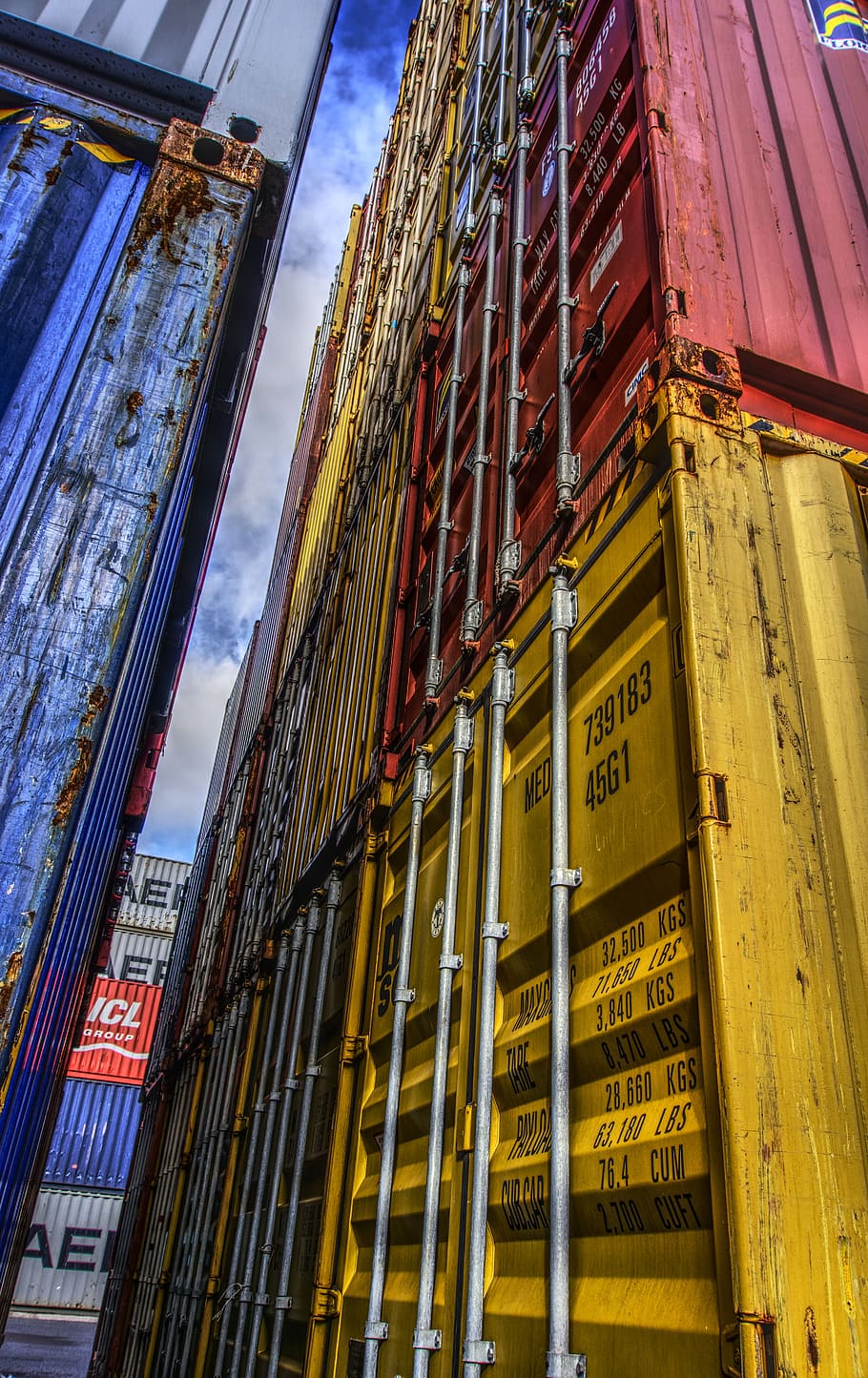 container, port, loading, stacked, container terminal, container handling HD wallpaper