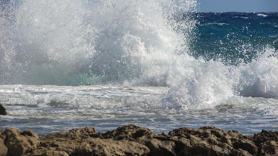 Wave, Smashing, Explosion, Sea, Beach, nature, spray, foam HD wallpaper