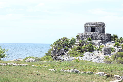 gray ruins near seashore at daytime, tulum, maya, mexico, beach HD wallpaper
