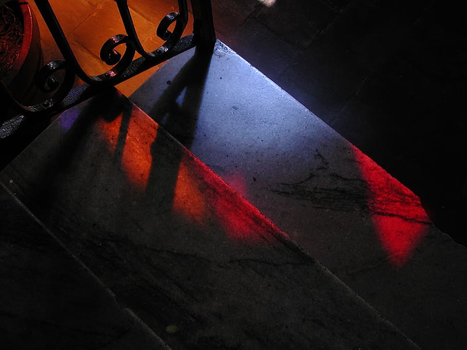 abstraction, ladder, highlights, indoors, red, high angle view HD wallpaper