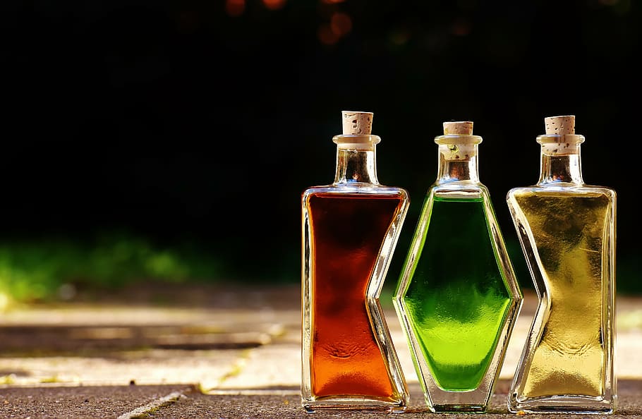 bottles, alcohol, form, three, matching, beverages, drink, container HD wallpaper