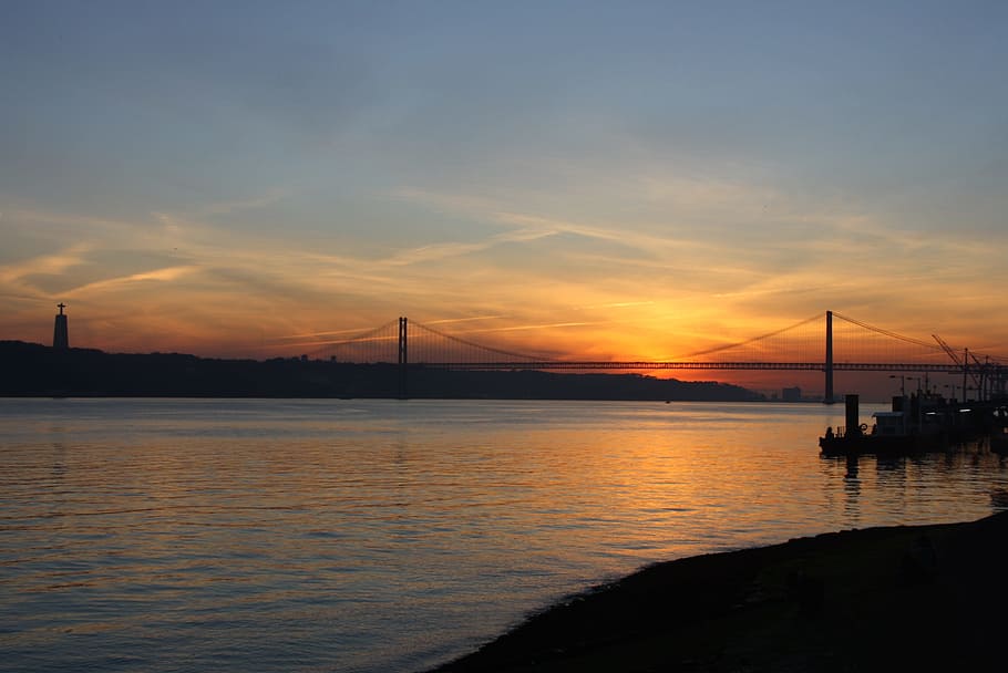 Lisbon, Viewpoint, Sunset, water, sky, reflection, cloud - sky HD wallpaper