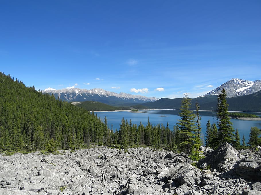 upper kananaskis lake, alberta, canada, mountains, rocky, canadian, HD wallpaper