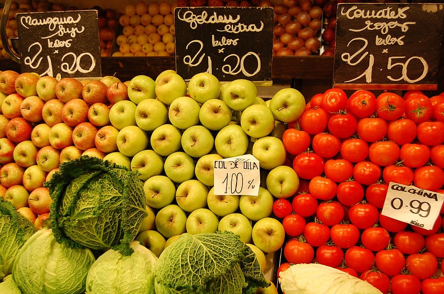 fruit, market, food, foods, apple, greengrocer, fruit market, HD wallpaper