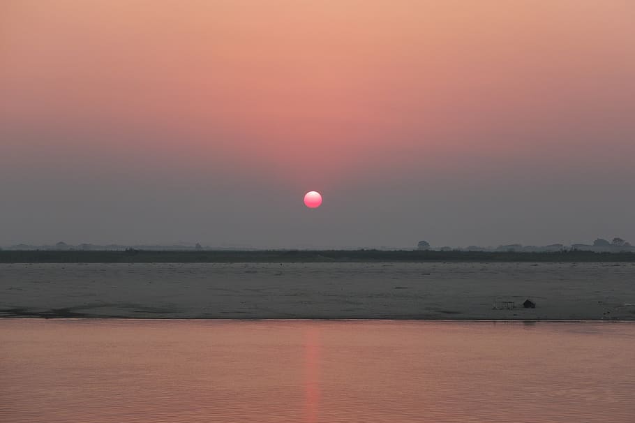 bagan, irrawaddy, myanmar, burma, river, waters, sunrise, beauty in nature, HD wallpaper