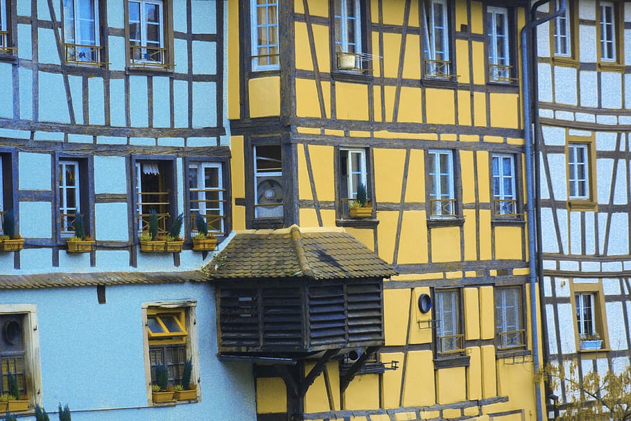Houses, Studs, Facade, Strasbourg, house facade, alsace, architecture, HD wallpaper