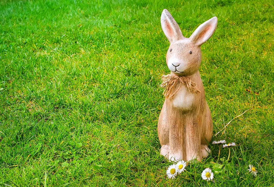 easter bunny, rabbit ears, grass, green, meadow, rush, figure HD wallpaper