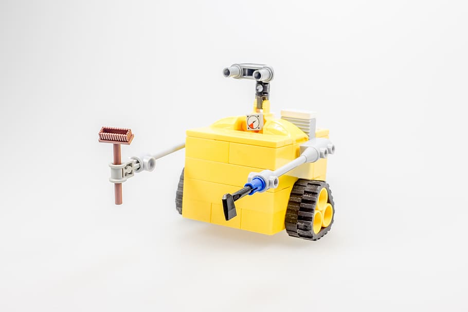 white plastic robot, lego, wall-e, figure, cult, computer, machine HD wallpaper
