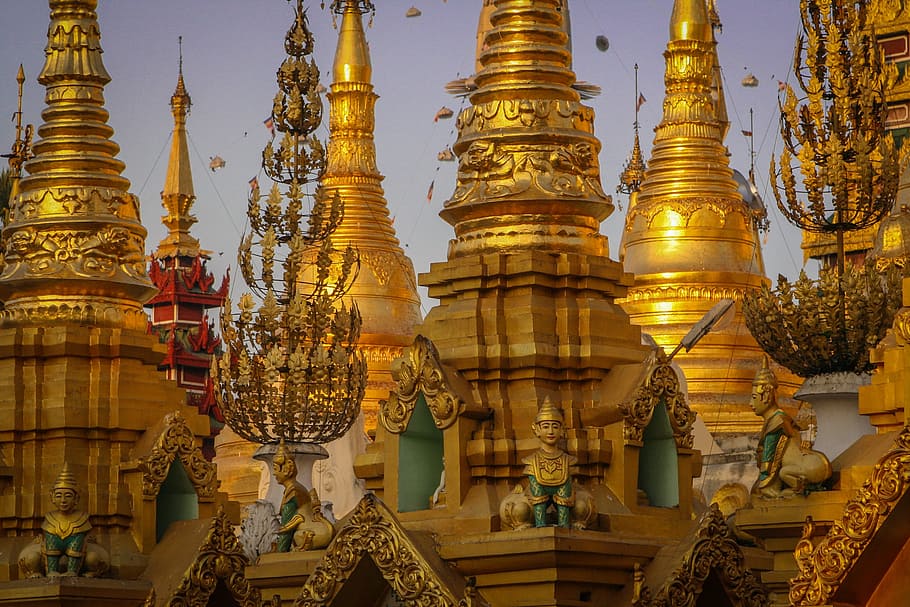 myanmar, burma, light, nice view, travel, pagoda, gold, religion, HD wallpaper