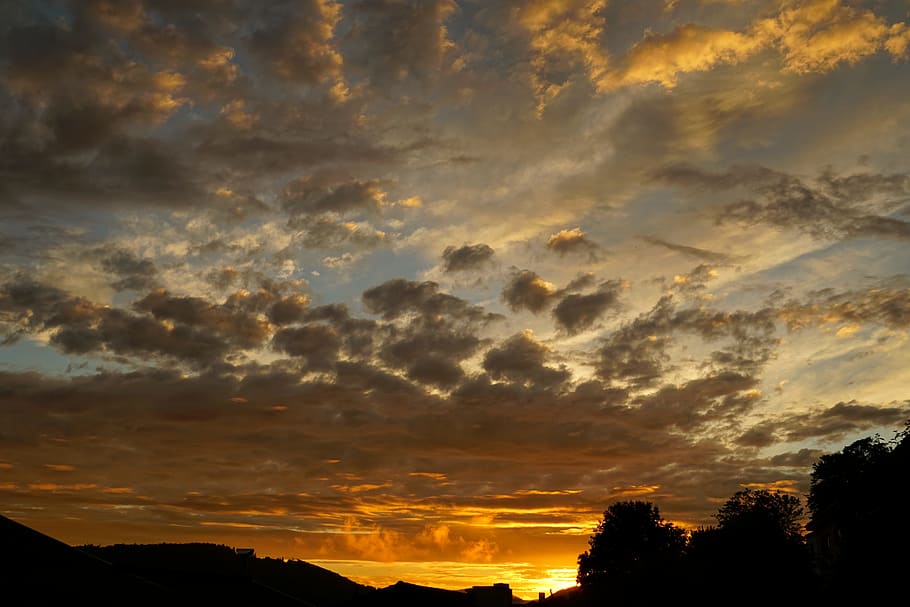 evening sky, sunset, clouds, cloud - sky, beauty in nature HD wallpaper