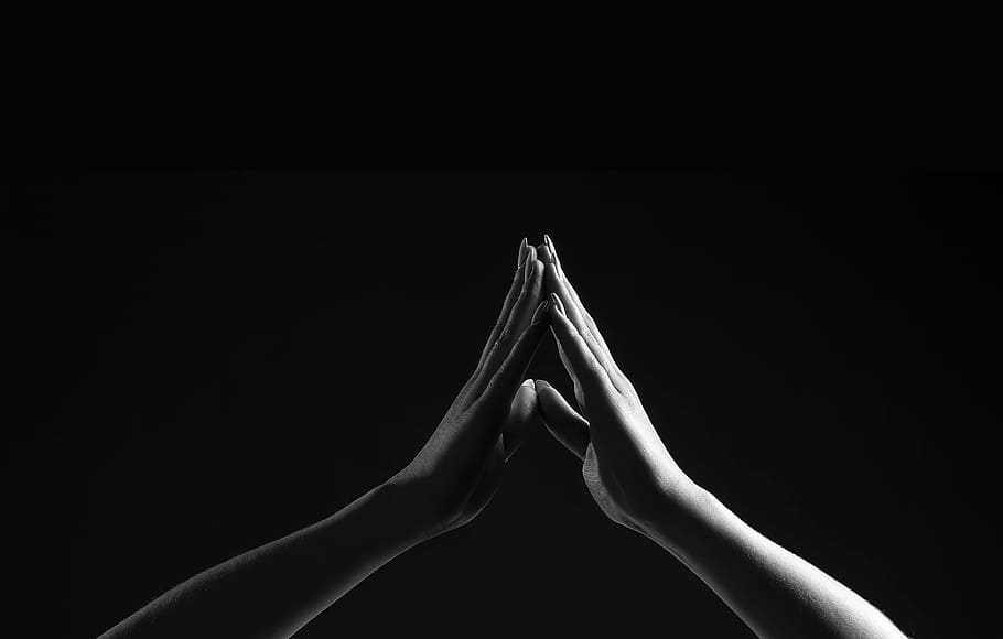 person's hands forming triangle, silhouette of hand person, black Color HD wallpaper