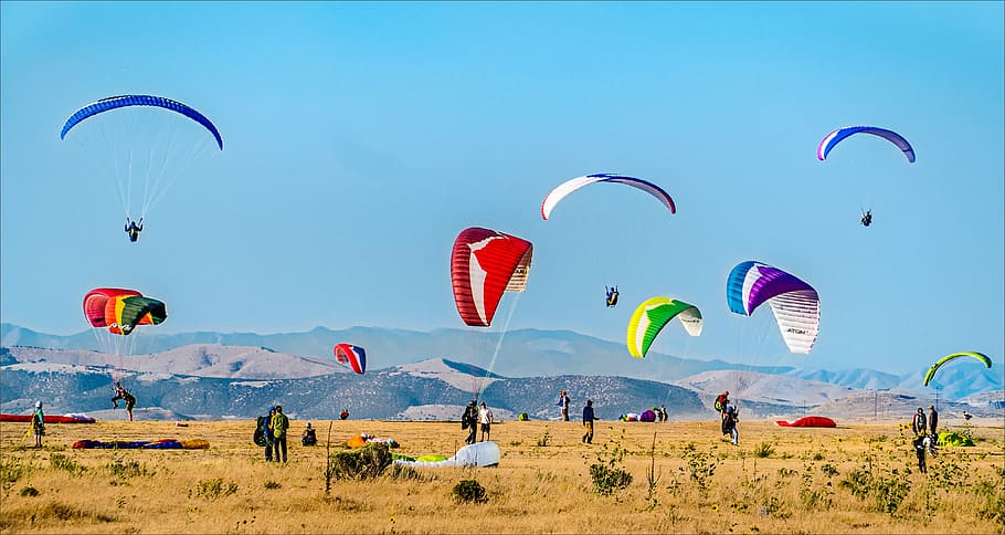 parachute, sky, air, flying, paraglider, pixbay, paragliders, HD wallpaper