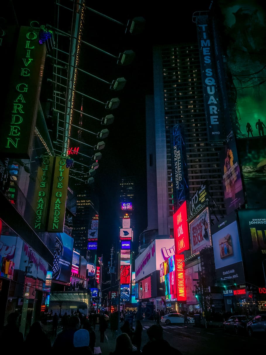 new york city people walking at night