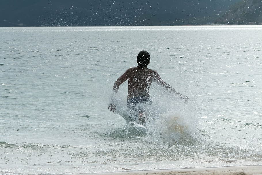 mar, child playing, beach, diving, water, sea, lifestyles, leisure activity HD wallpaper