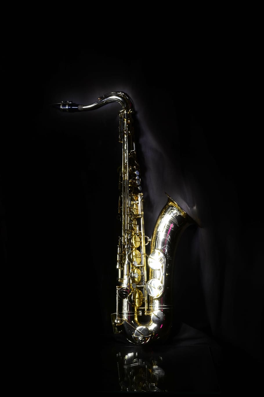 saxo, tenor, jazz, musical instrument, black background, saxophone, HD wallpaper