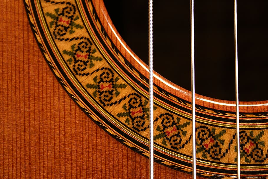 brown acoustic guitar, spain, ramirez, cultures, studio shot HD wallpaper
