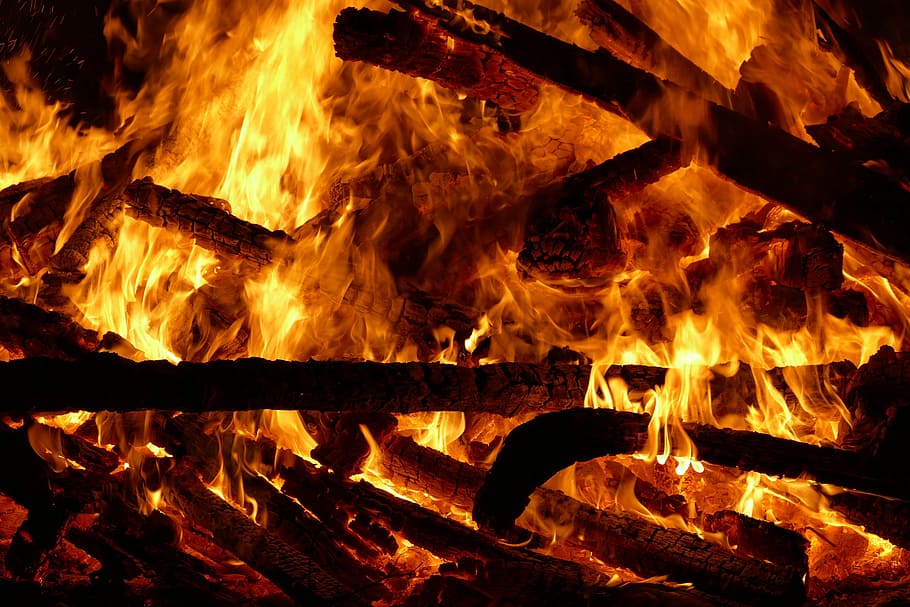 fire, flame, wood, burn, wood fire, brand, night, darkness HD wallpaper
