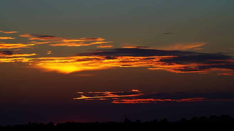 dawn, nature, sky, sunset, clouds, dark, evening, outdoors, sunlight HD wallpaper