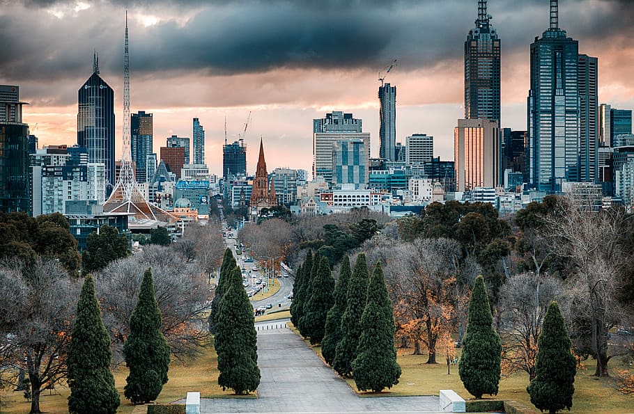 HDR Cityscape and Skyline of Melbourne, Australia, public domain