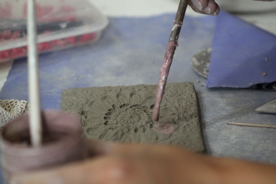clay, hobby, hand, selective focus, ladle, working, no people HD wallpaper
