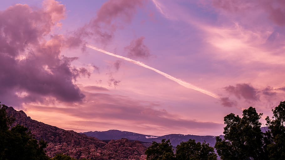 sky, clouds, sunset, cloud - sky, beauty in nature, mountain HD wallpaper