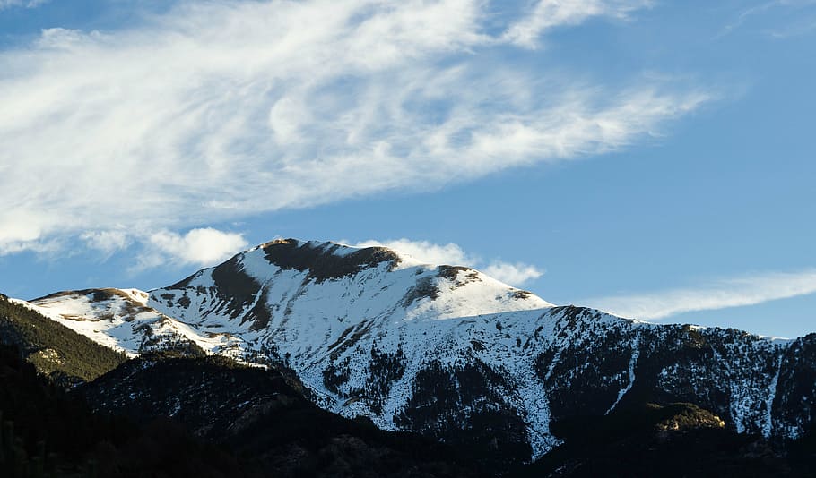 clouds, cold, landscape, mountain, nature, sky, snow, winter HD wallpaper